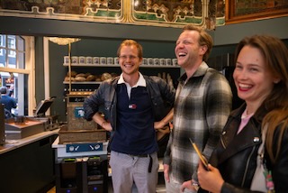 Happy people on layover Amsterdam